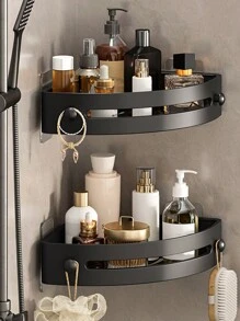 Optional Layer Bathroom Storage Rack Bathroom Tripod No-Drill Wall Hanging Toilet Washbasin Wall Storage Shelf Bathroom Accessories Bathroom Tools Bathroom Accessories - Black - View 2