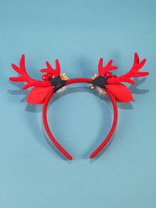 1入紅色鹿角布料女士聖誕節頭飾,節日髮飾