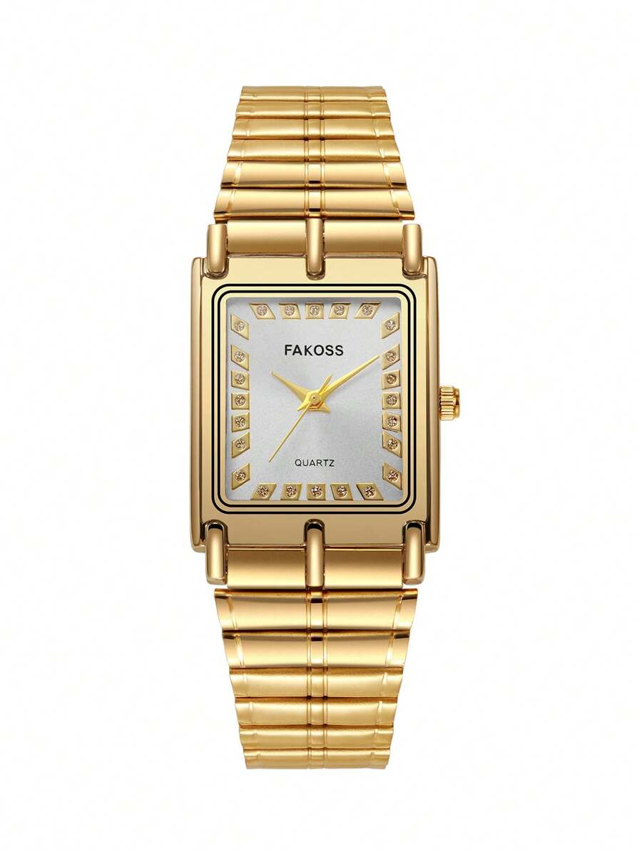 Reloj Clásico Cuadrado Dorado Y Blanco 011m Para Hombre - Blanco - Ver 1