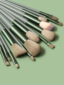 13件套黑色化妆刷套装，大号柔软散粉刷，便携式补妆刷，学生日常化妆必备，化妆刷套装，化妆刷套装，化妆刷组合，全套化妆刷，化妆刷套装，全套化妆工具，化妆刷套装，化妆刷套装，化妆礼盒套装 - 軍綠色 - 查看 3