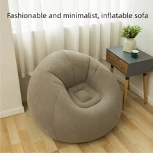 Inflatable Slouchy Sofa With Color Box, Simple Atmosphere, Velour Sofa, Slouchy Lounge Chair - Navy Blue - View 1