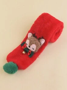 1 件兒童聖誕紅頸保暖,可愛鈴鹿毛絨保暖圍巾,男孩女孩聖誕禮物