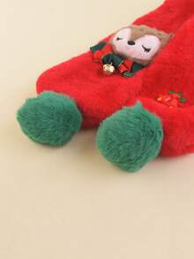 1 件兒童聖誕紅頸保暖,可愛鈴鹿毛絨保暖圍巾,男孩女孩聖誕禮物