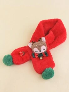 1 件兒童聖誕紅頸保暖,可愛鈴鹿毛絨保暖圍巾,男孩女孩聖誕禮物