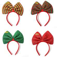 1入聖誕節女孩用大蝴蝶結髮箍,聖誕節裝飾派對頭飾