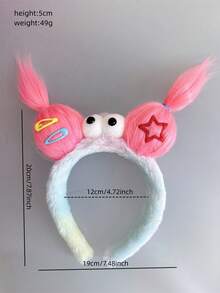 1入女性粉色個性化大眼睛雙馬尾有趣頭帶,時尚頭髮配件,可用於洗臉、造型和生日或節日禮物