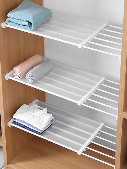 1pc Adjustable Tension Closet Shelf Divider, Expandable Storage Rack Organizer, Suitable For Cabinet, Wardrobe, Kitchen, Bathroom, Length 20-31 Inches, Width 13.7 Inches