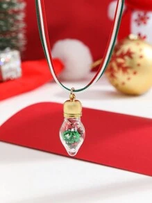 1條聖誕節心型、星星和燈泡裝飾女士時尚迷人項鍊,是送給家人和朋友的完美聖誕禮物