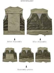4-Season Lightweight Casual Stand Collar Vest For Men, Multi-Pocket Outdoor Fishing/Hiking/Trekking, Suitable For Fishing, Hiking, Outdoor Activities