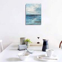 摩登經典深藍母匯洋抽象畫布油畫,適用於客廳裝飾,框裝,30*40cm