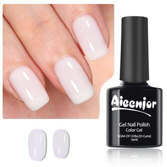 1瓶10毫升乳白色凝胶指甲油，果冻质地，裸色，可卸除UV光疗凝胶指甲油，美甲沙龙DIY凝胶，0.33液体盎司