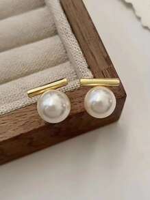 Xemes Yearn 1對新款法式極簡灰色仿珍珠吊墜耳環2023時尚珠寶女孩,派對和日常穿著 - 灰色 - 查看 7