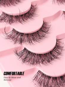Asiteo 7 Pairs Natural Soft Fluffy Criss-Cross Delicate Thick Faux Mink Eyelashes - Black - View 3