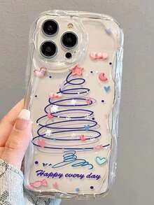 印有聖誕樹圖案奶油色手機殼，適用於 iPhone Xr/Xs/Xs Max/11/11 Pro/11 Pro Max/Se 2020/12/12 Pro/12 Pro Max/7/8 - 彩色 - 查看 2
