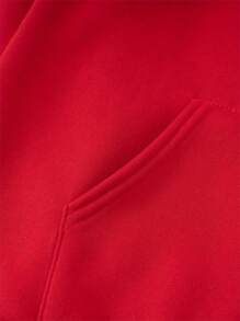 MURAMASA Capucha unicolor con bolsillo de canguro con cordón con forro térmico - Rojo - Ver 7