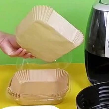 1 件 50 件/盒圓形和方形氣炸鍋內襯、燒烤墊、氣炸鍋吸油紙 - 黃色 - 查看 5