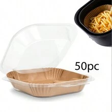 1 件 50 件/盒圓形和方形氣炸鍋內襯、燒烤墊、氣炸鍋吸油紙 - 黃色 - 查看 7