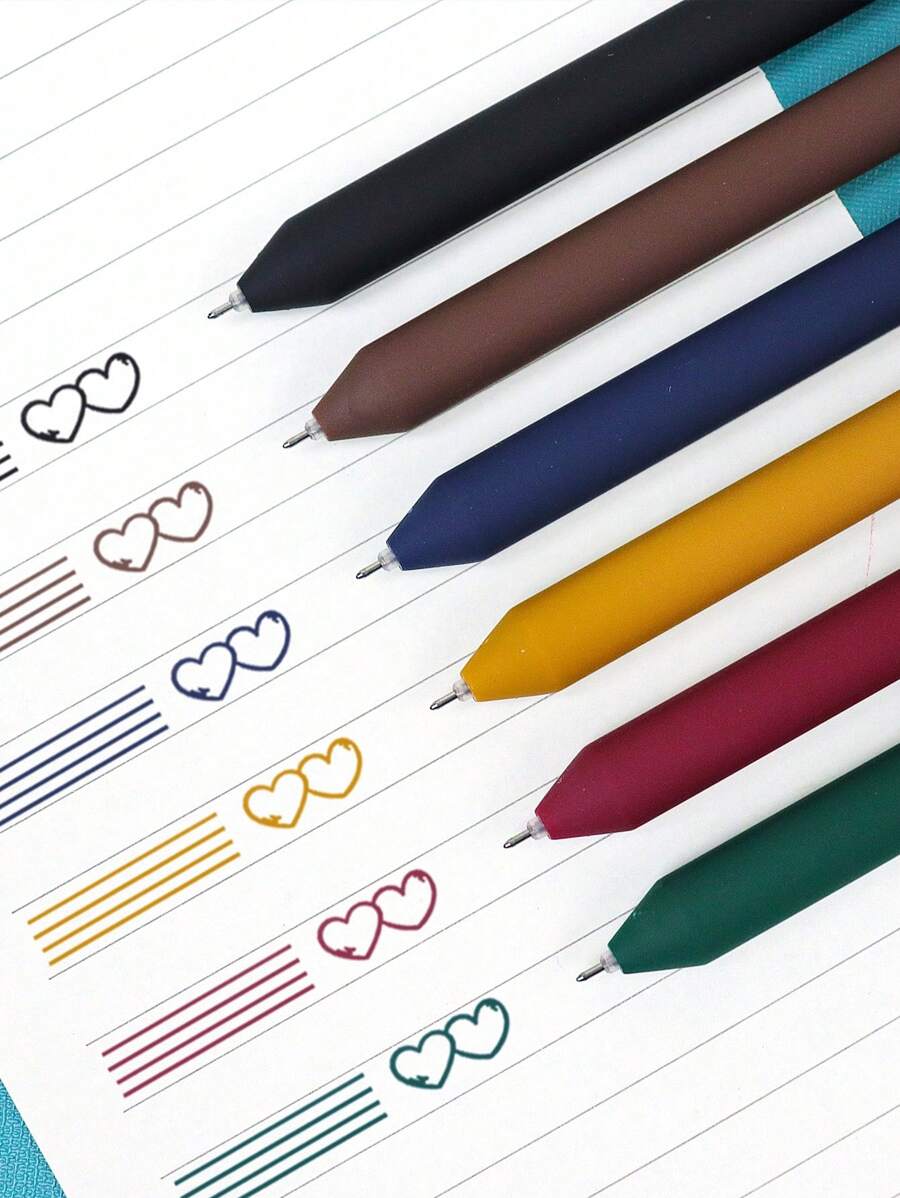 6pcs Retro Rotating Color Gel Pens For Planner And Journal | SHEIN USA