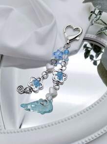 1入大海藍色鯨魚和海星設計鑰匙扣,長鍊款式,可愛溫和,適用於包包 - 鯨魚 - 查看 3