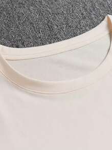 Letter And Bear Print T-Shirt - Apricot - View 5