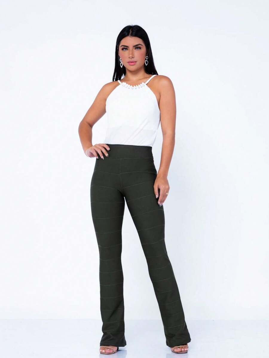 Women Pants - 墨綠色 - 查看 1