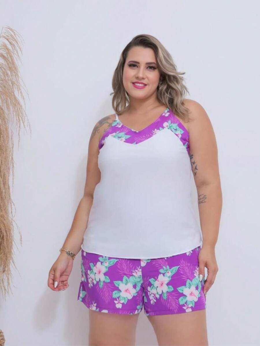 Women Two-piece Outfits - 中紫紅色 - 查看 1