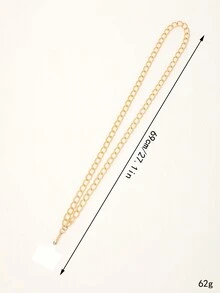 Golden Aluminum Chain & Diamond Pattern Crossbody Phone Lanyard - Gold - View 2