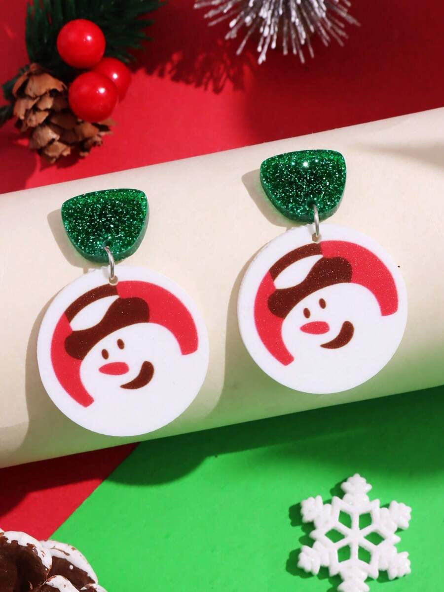 1 đôi Đáng yêu Long lanh Giáng sinh Người tuyết Acrylic Dangle Hoa tai Đối với Của phụ nữ Đồ trang sức - Nhiều màu - Xem 1