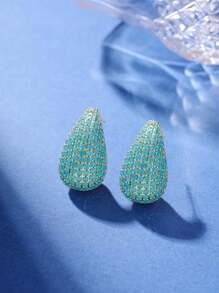 1 Paar elegante, luxuriöse goldene Ohrringe mit Wassertropfen-Design und glänzenden synthetischen kubischen Zirkonias, geeignet für den täglichen Gebrauch, Dates, Pendeln, perfektes Geburtstagsgeschenk für die Freundin