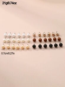 NAIZHU 18對/組時尚混色仿珍珠耳環，適用於女性 - 彩色 - 查看 6