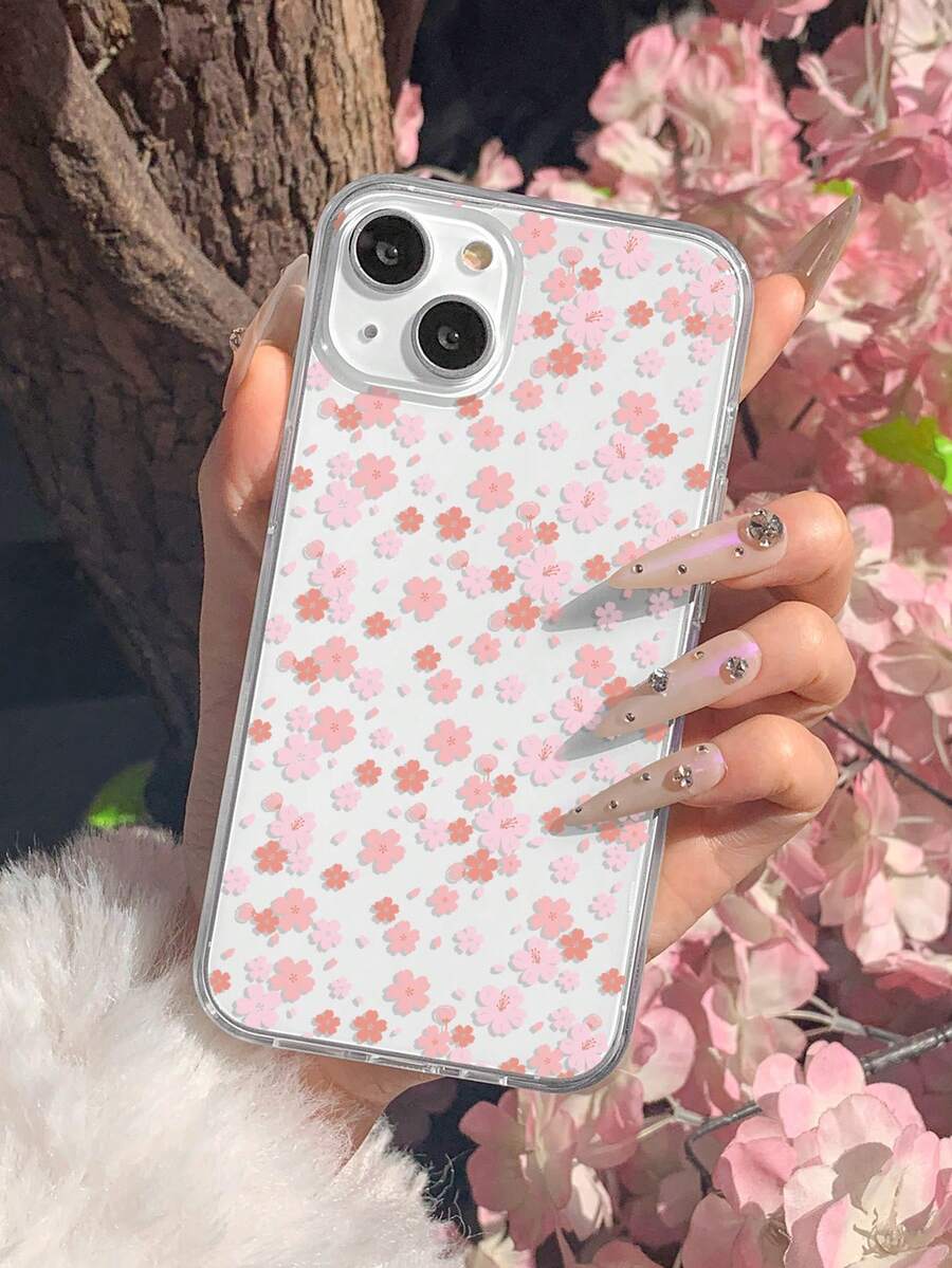 1pc Painted Floral Pattern Phone Case Compatible With IPhone/Samsung Phones - Multicolor - View 1