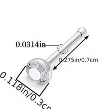 34入組不鏽鋼鼻針和鼻環套裝,鋯石鼻針,扁平頂鼻針,球形鼻針,多種鼻環,男女日常佩戴