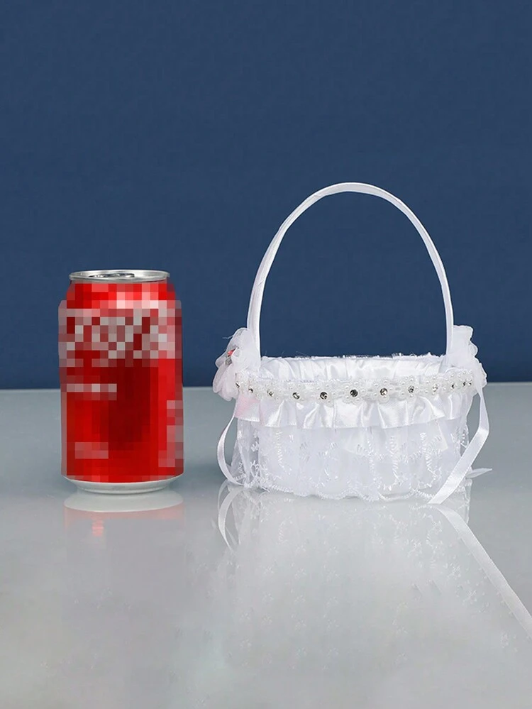 2pcs Rhinestone & Bow Decor Flower Girl Basket,Wedding Decor,Home Decor ,Room Decor Gifts Birthday Graduation Birthday Decorations Party Decorations Bachelorette