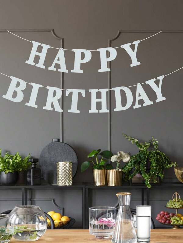 1set(2pcs) Silver & Golden Glitter Happy Birthday Bunting Banner