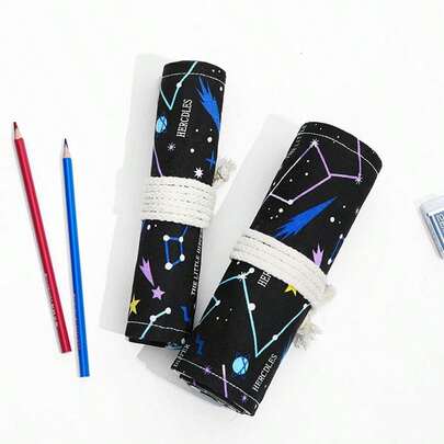 Túi đựng bút bằng vải canvas cá nhân hóa, túi đựng bút bằng vải canvas thủ công sáng tạo: Túi đựng bút chì dung lượng lớn 12/24/36/48/72 lỗ - Hoàn hảo để phác thảo, đựng văn phòng phẩm và cọ trang điểm!, Túi đựng bút chì, Cặp đi học