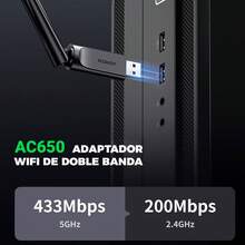 Antena Wifi Usb 6dbi Pc 433mbps Dual Band 2.4ghz 5ghz Alto Poder High Gain - Negro - Ver 5