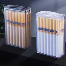 Sealed, Damp-proof, Creative & Personalized Plastic Cigarette Case With Sliding Cover, Transparent, Simple & Fashionable, 20 Sticks Capacity, Gift Box Pack For Cigarette Lovers - Black - View 7