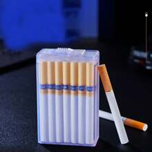 Sealed, Damp-proof, Creative & Personalized Plastic Cigarette Case With Sliding Cover, Transparent, Simple & Fashionable, 20 Sticks Capacity, Gift Box Pack For Cigarette Lovers - Black - View 1