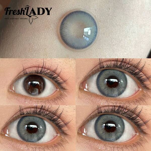 FRESH LADY Kontaktlinsen in Zufallsfarben, Freshlady Samt Blau 14.2mm, 1 Jahr Einweglinsen