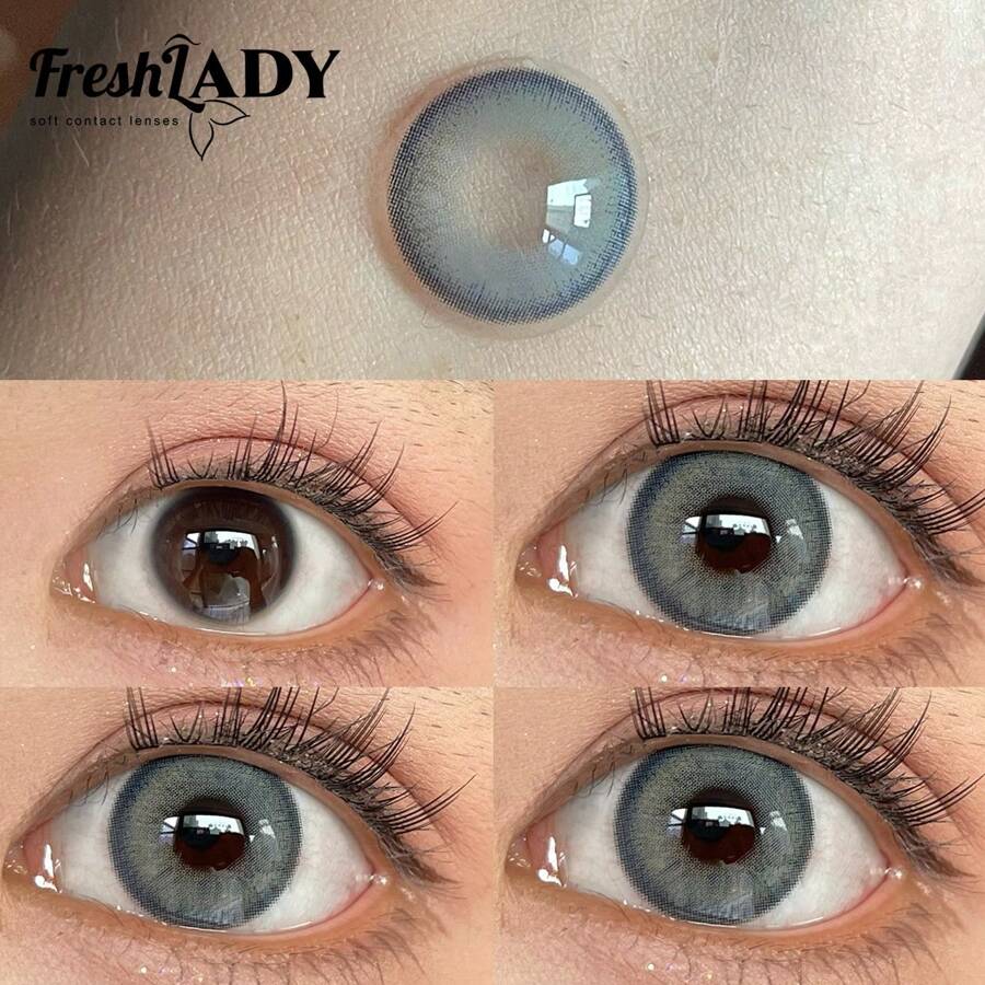 FRESH LADY Freshlady 学生时尚隐形眼镜 Pupilentes 天鹅绒蓝色 14.2 毫米彩色隐形眼镜 1 年抛型 万圣节服装角色扮演