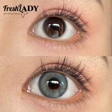 FRESH LADY Freshlady 学生时尚隐形眼镜 Pupilentes 天鹅绒蓝色 14.2 毫米彩色隐形眼镜 1 年抛型 万圣节服装角色扮演