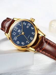 OLEVS. OLEVS Women's Business Dress Watches For Ladies Female Brown Leather Strap Small Face Dress Analog Quartz Wrist Watch With Calendar Day Date Waterproof Luminous Gift Classic Casual Retro Band - 藍色 - 查看 2