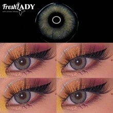 FRESH LADY Freshlady 学生时尚隐形眼镜 Pupilentes 天鹅绒蓝色 14.2 毫米彩色隐形眼镜 1 年抛型 万圣节服装角色扮演