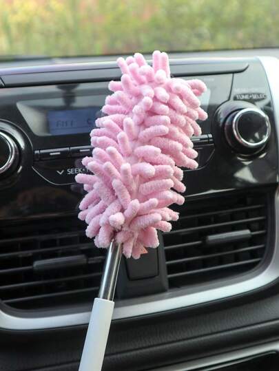 Auto Detailing Supplies,1pc Pink Car Dusting Brush, Mini Extendable Duster, Car Cleaning Tool