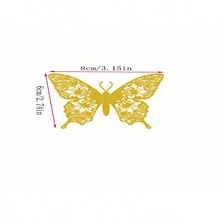 12入組銀色和香檳色3D中空蝴蝶壁貼，可與假珍珠DIY搭配，適用於臥室、兒童房、書房、餐廳、客廳、辦公室、冰箱等 - 銀色 - 查看 8