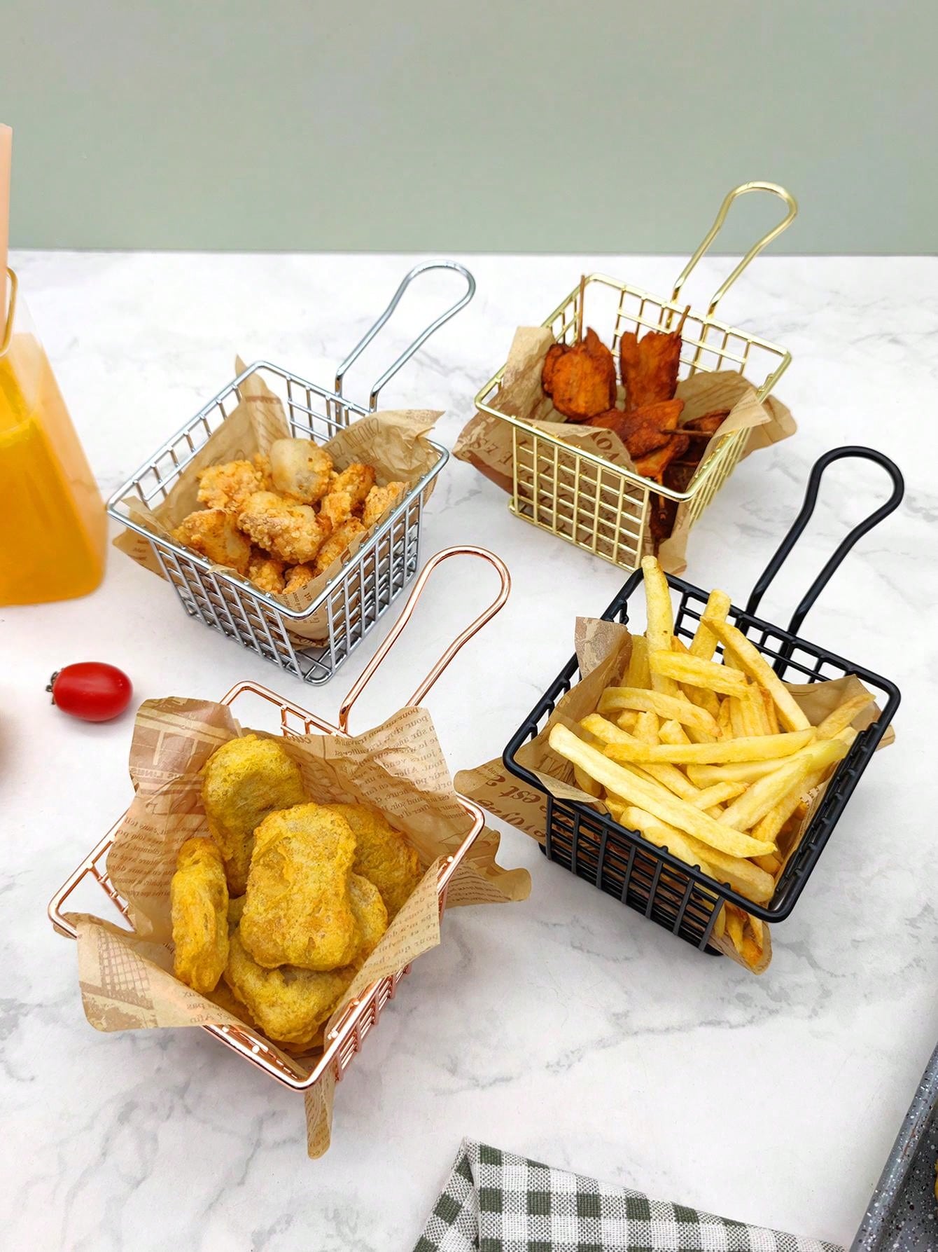 Mini Square Fry Basket/Stainless Steel Chip Basket/Fry Food Display