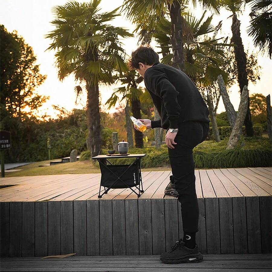 1 件黑色中型鋁製餐桌收納袋適合露營、戶外、野餐、燒烤