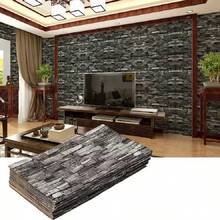 1 张 3D 砖纹壁纸复古 PET 防水自粘墙贴墙纸适用于客厅厨房卧室墙壁装饰 DIY 家居艺术装饰 70*100 厘米 - 黑色 - 查看 4