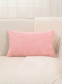 1pc Corduroy Pillowcase Or Waist Cushion Cover - Pink - View 6