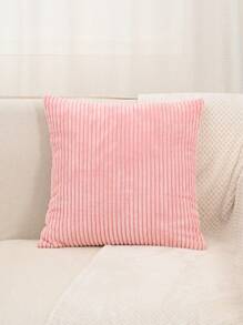 1pc Corduroy Pillowcase Or Waist Cushion Cover - Pink - View 5